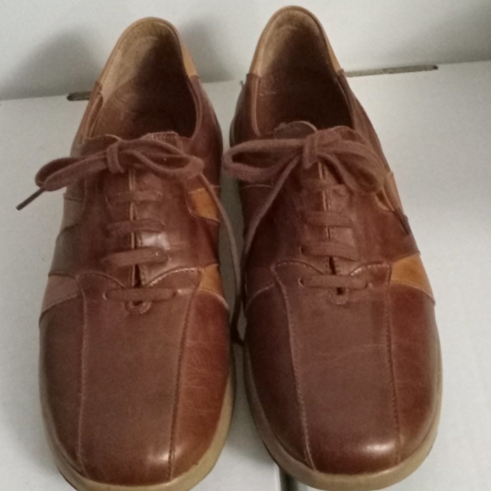 Pikolinos brown colourblock leather lace up womens shoes retro vintage sz EU 39